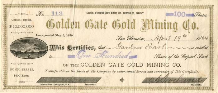 Golden Gate Gold Mining Co.